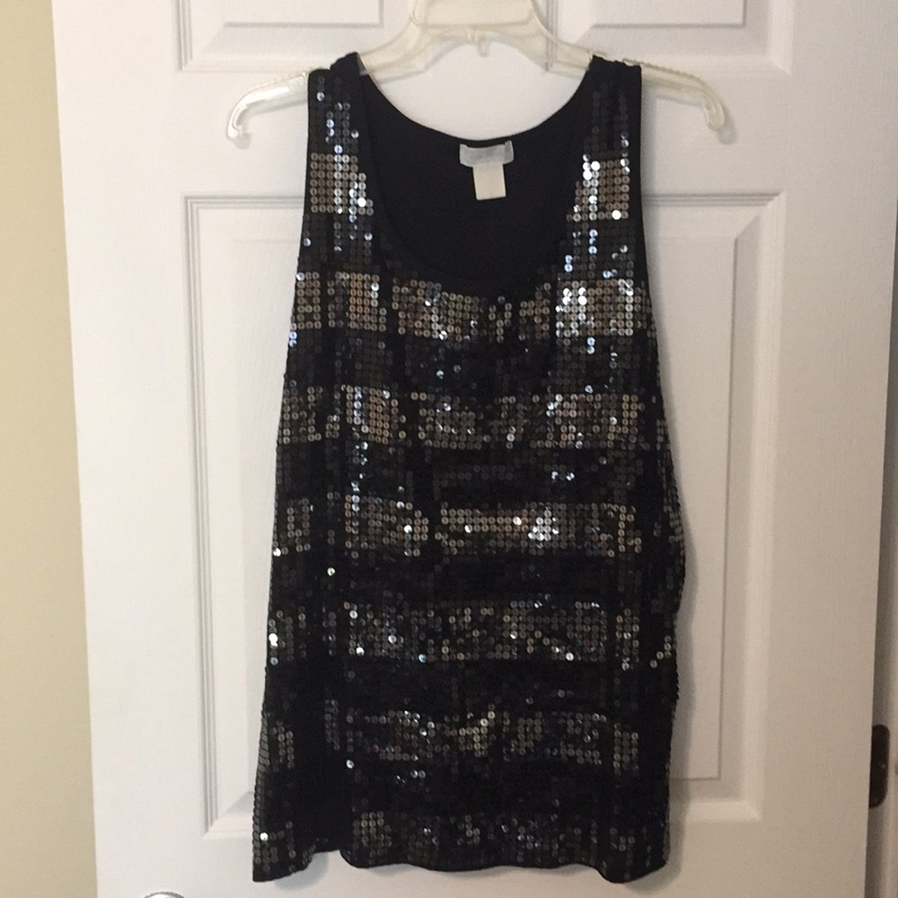 Black sequin tank top, fits like a 2X